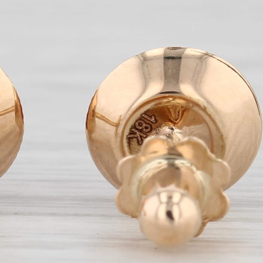 Light Gray Coral Button Stud Earrings 18k Yellow Gold Round Bead Solitaires