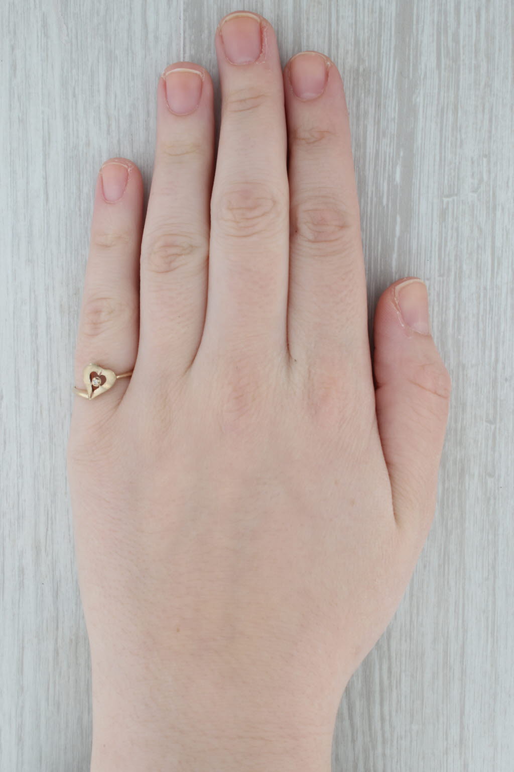 Gray Diamond Solitaire Open Heart Ring 10k Yellow Gold Size 6.25 Bypass
