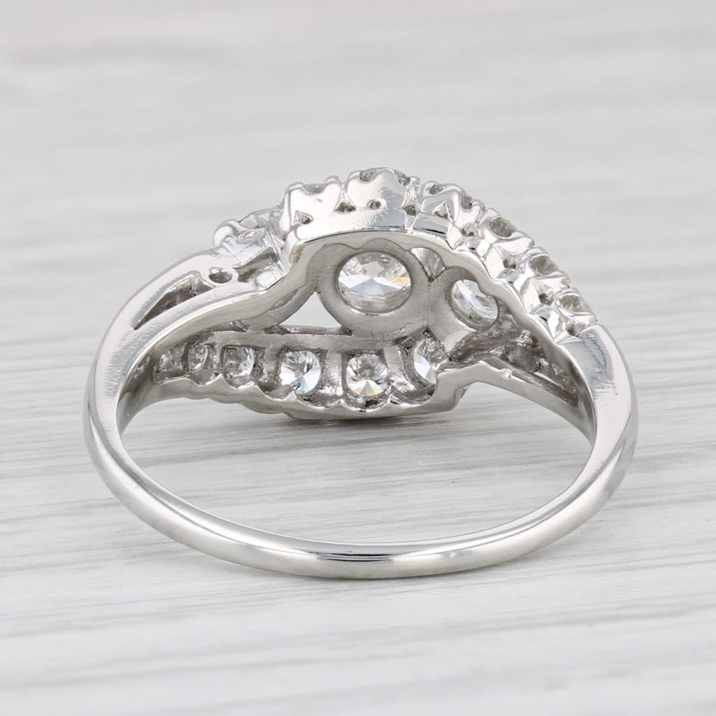 Light Gray 1.18ctw Round Diamond Bypass Engagement Ring Platinum Size 7.5