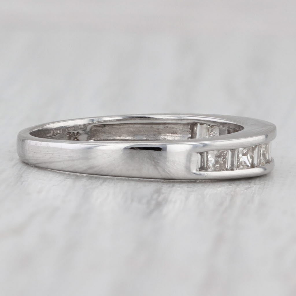 Light Gray 0.52ctw Diamond Wedding Band 14k White Gold Anniversary Ring Size 7.25 Stackable