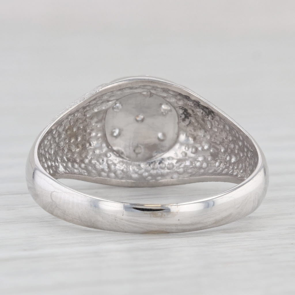 Light Gray 0.12ctw Diamond Cluster Ring 10k White Gold Belcher Setting Size 11.25 Men's