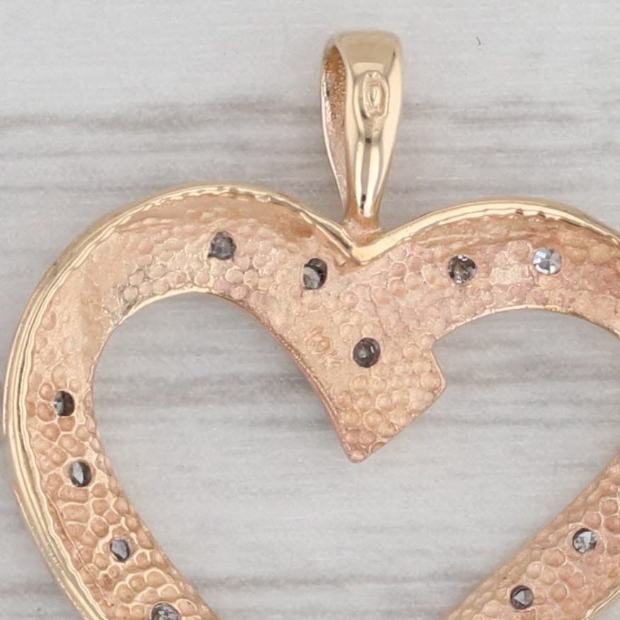 Gray 0.12ctw Diamond Heart Pendant 10k Yellow Gold