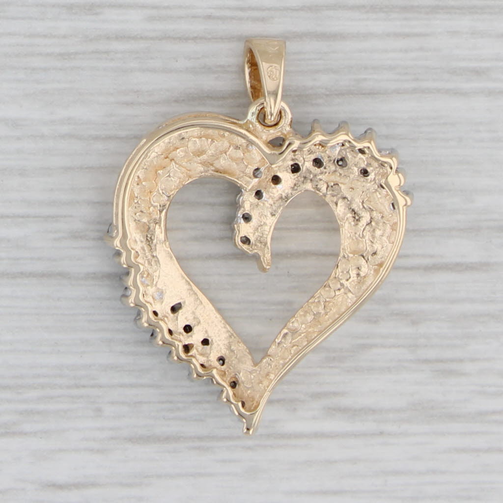 Gray 0.14ctw Diamond Accented Open Heart Pendant 10k Yellow Gold