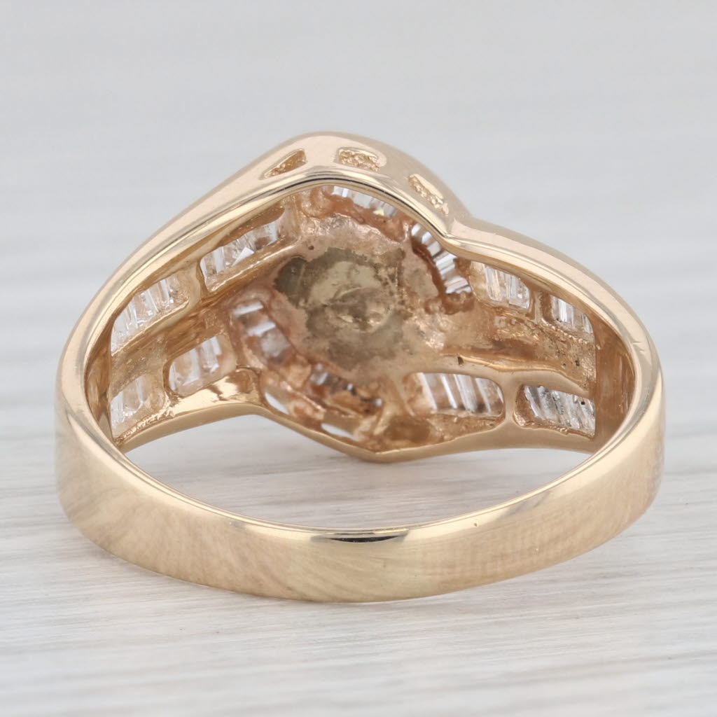 Light Gray 0.96ctw Round Diamond Engagement Ring 14k Yellow Gold Bypass Size 8.75