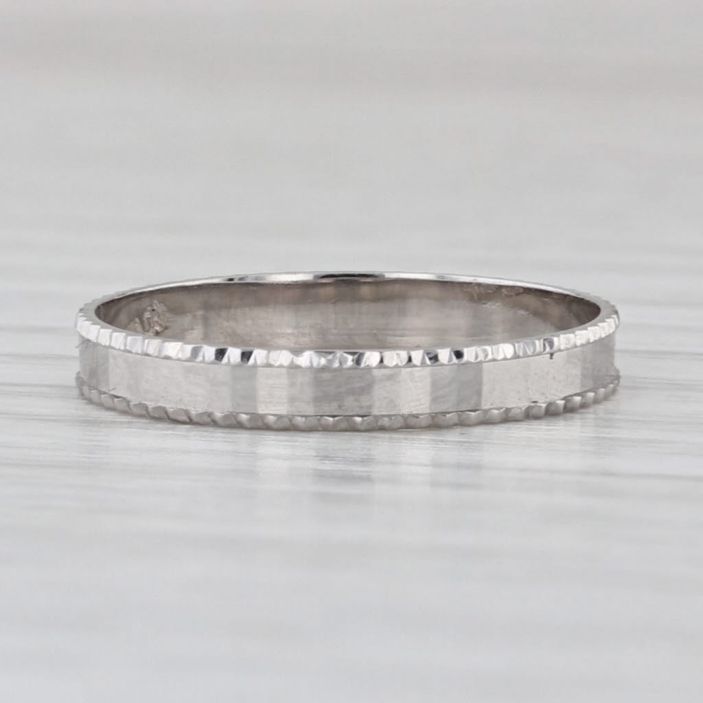 Milor Italy Women's Wedding Ring 18k White Gold Size 6 Ring Beveled Edge