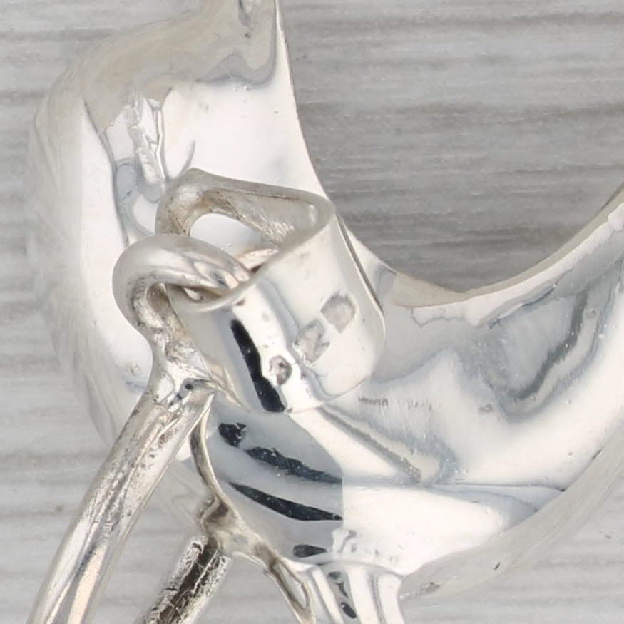 Gray Dolphin Through Hoop Statement Pendant Sterling Silver 3D Figural