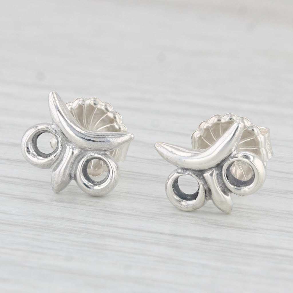 Light Gray Owl Stud Earrings Sterling Silver 925 Pierced