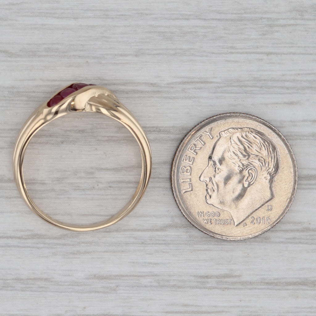 Gray 0.33ctw Ruby Overlay Bypass Ring 14k Yellow Gold Size 6