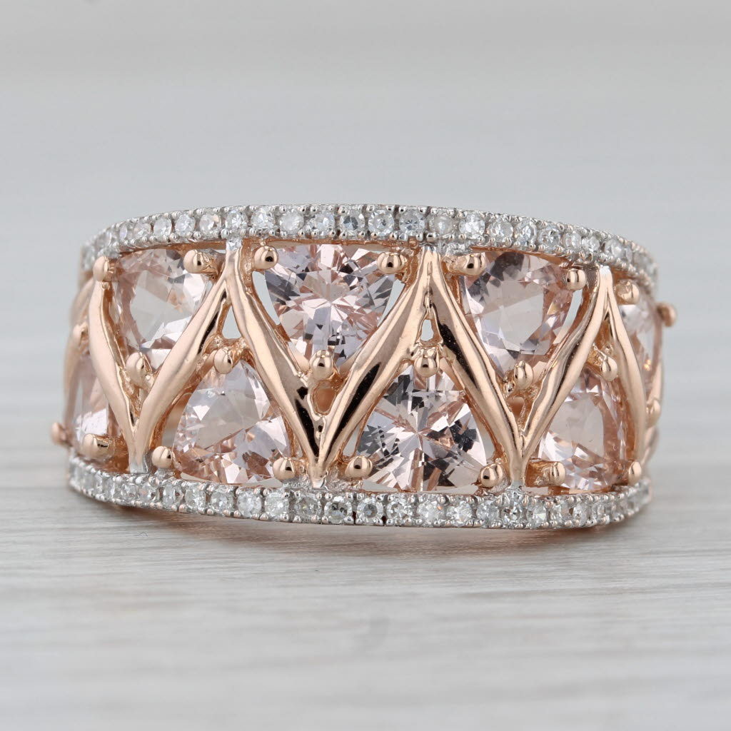 Gray 3.22ctw Morganite Diamond Ring 14k Rose Gold Size 8 Cocktail