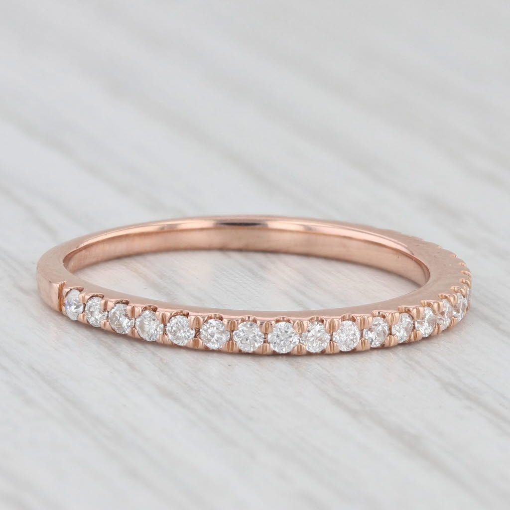 Light Gray 0.33ctw Diamond Wedding Band 14k Rose Gold Size 6 Stackable Anniversary