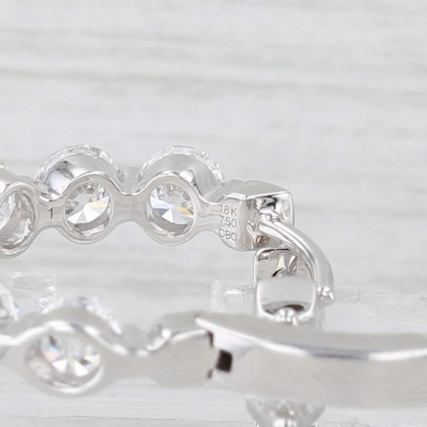 Light Gray New 3.25ctw Diamond Inside Out Hoop Earrings 18k White Gold Snap Top Hoops