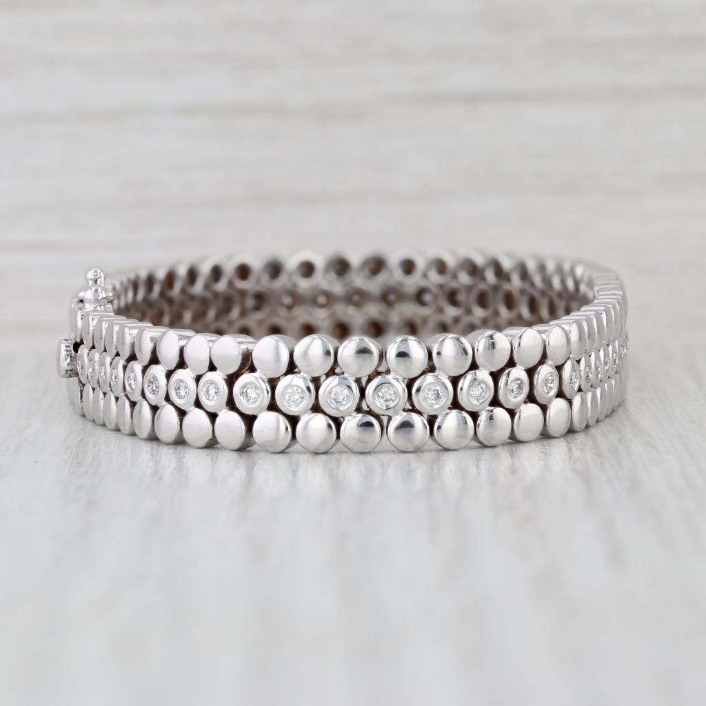 1.10ctw Diamond Dots Bracelet 18k White Gold 7.5" 9mm