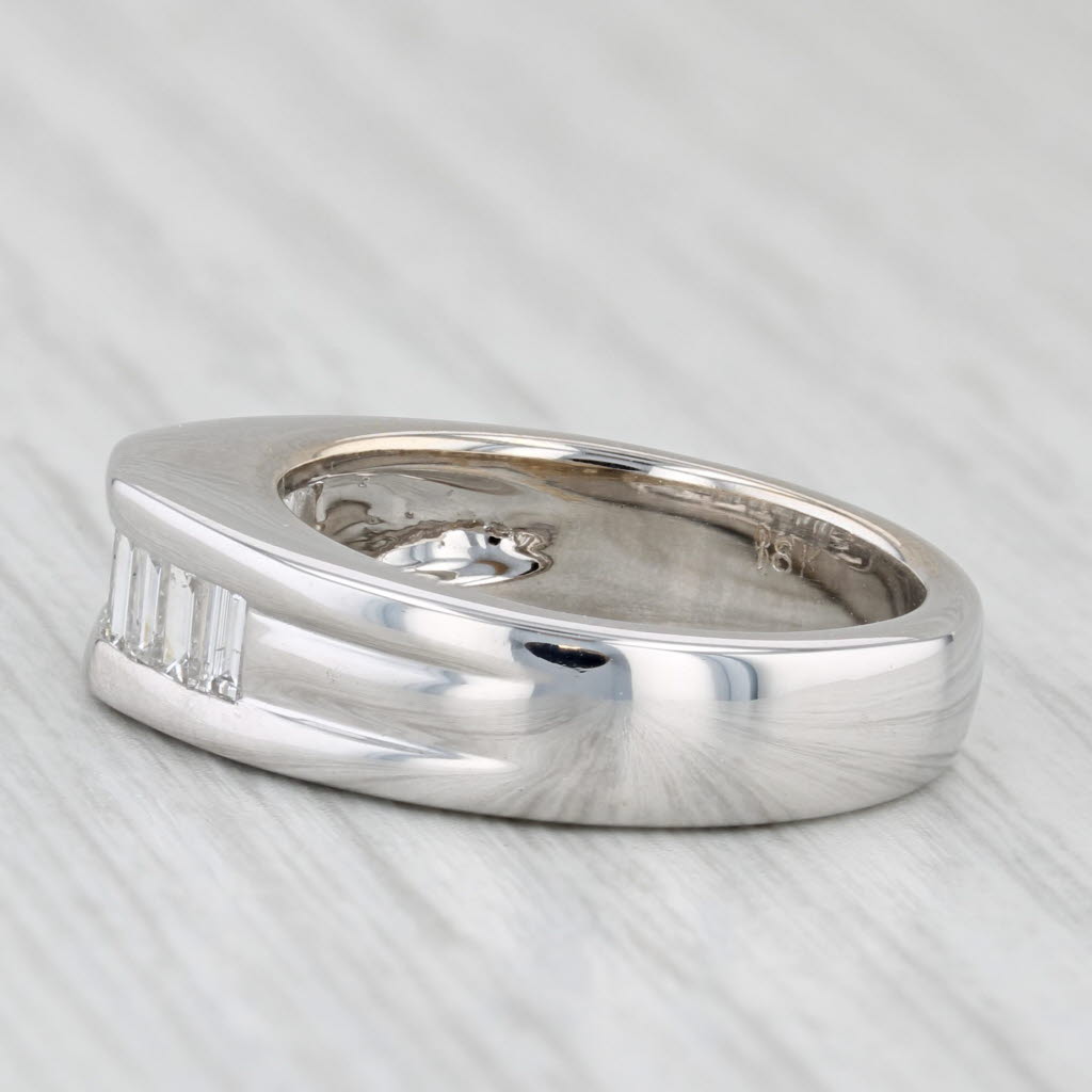 Light Gray Bellari 0.74ctw Diamond Pyramid Ring 18k White Gold Wedding Anniversary Band