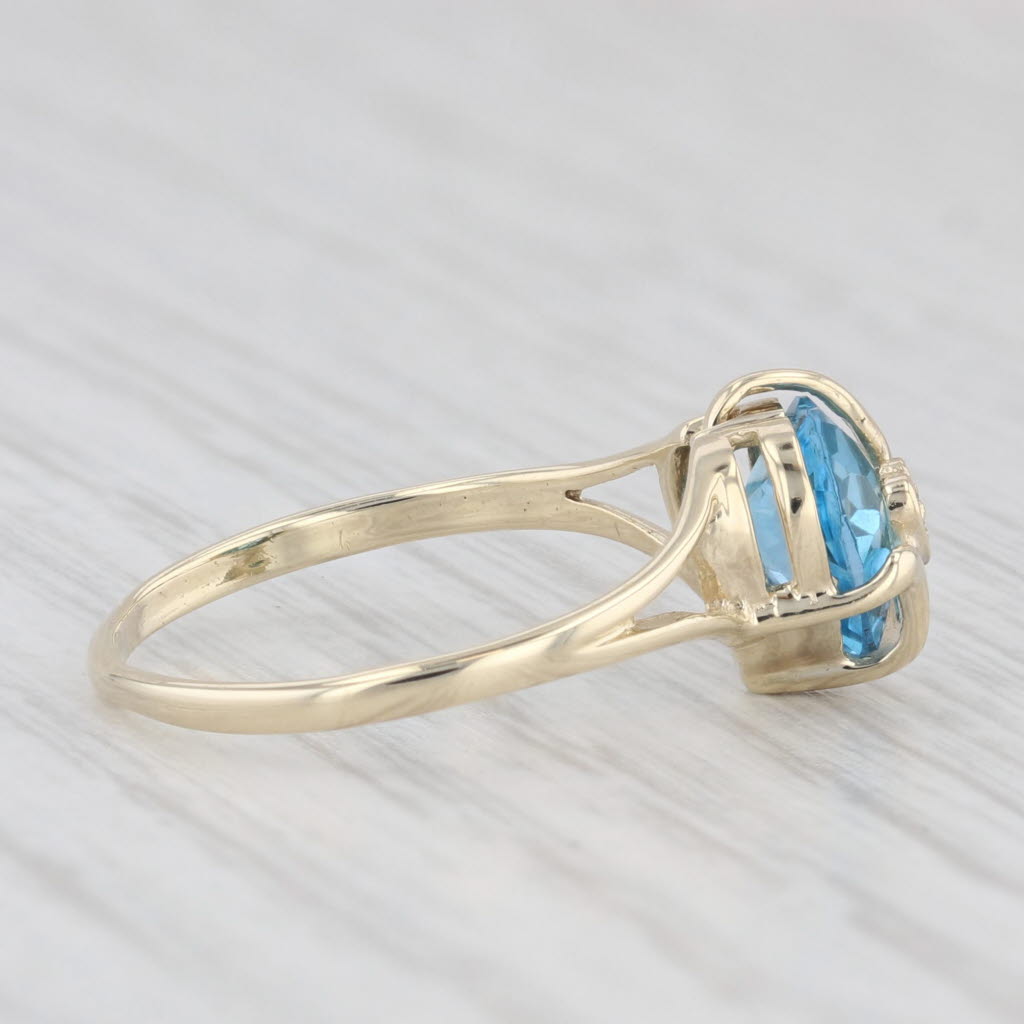 Light Gray 1.50ct Blue Topaz Heart Ring 10k Yellow Gold Size 5.75 Diamond Accent