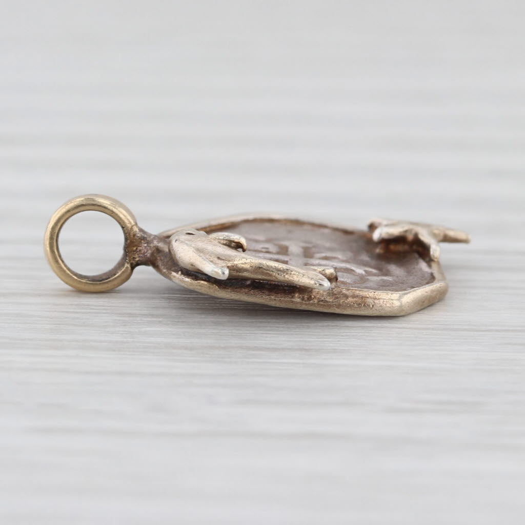Ancient Treasure Coin Copy Dolphin Frame Pendant Sterling Silver Gold Plated