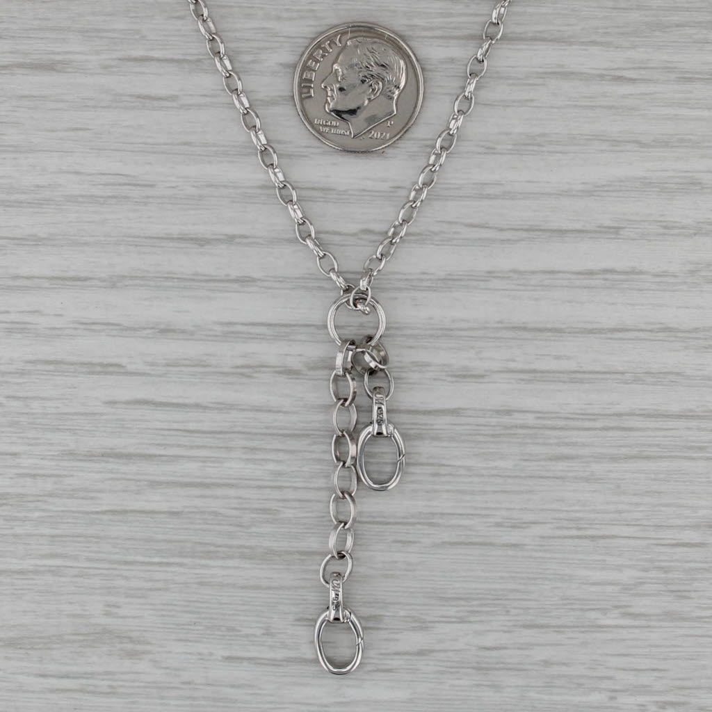 Cable Chain Necklace Lariat Pendant Clasp Ends Sterling Silver 21.75" 2.7mm