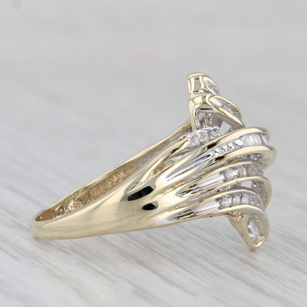 Gray 0.16ctw Diamond Bypass Ring 10k Yellow Gold Size 8