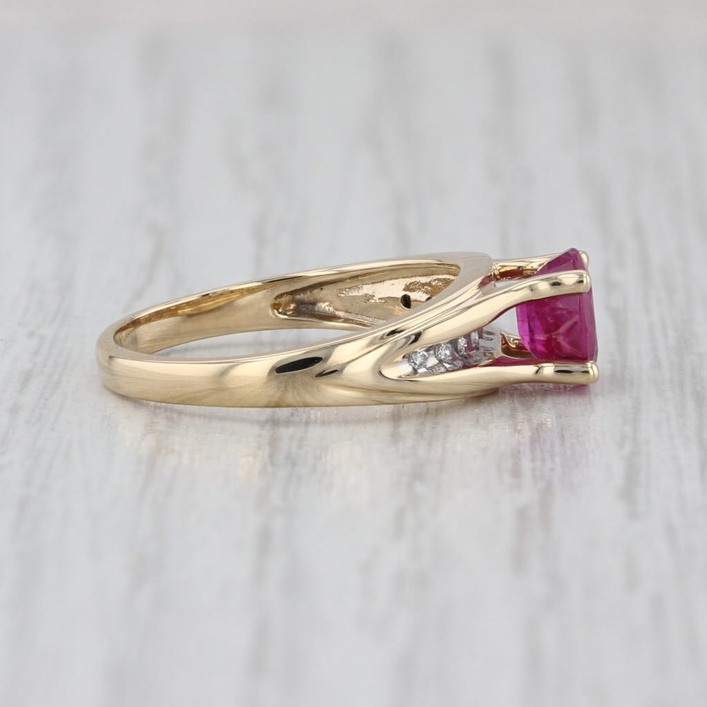 1.29ctw Oval Ruby Diamond Ring 14k Yellow Gold Size 7 Engagement