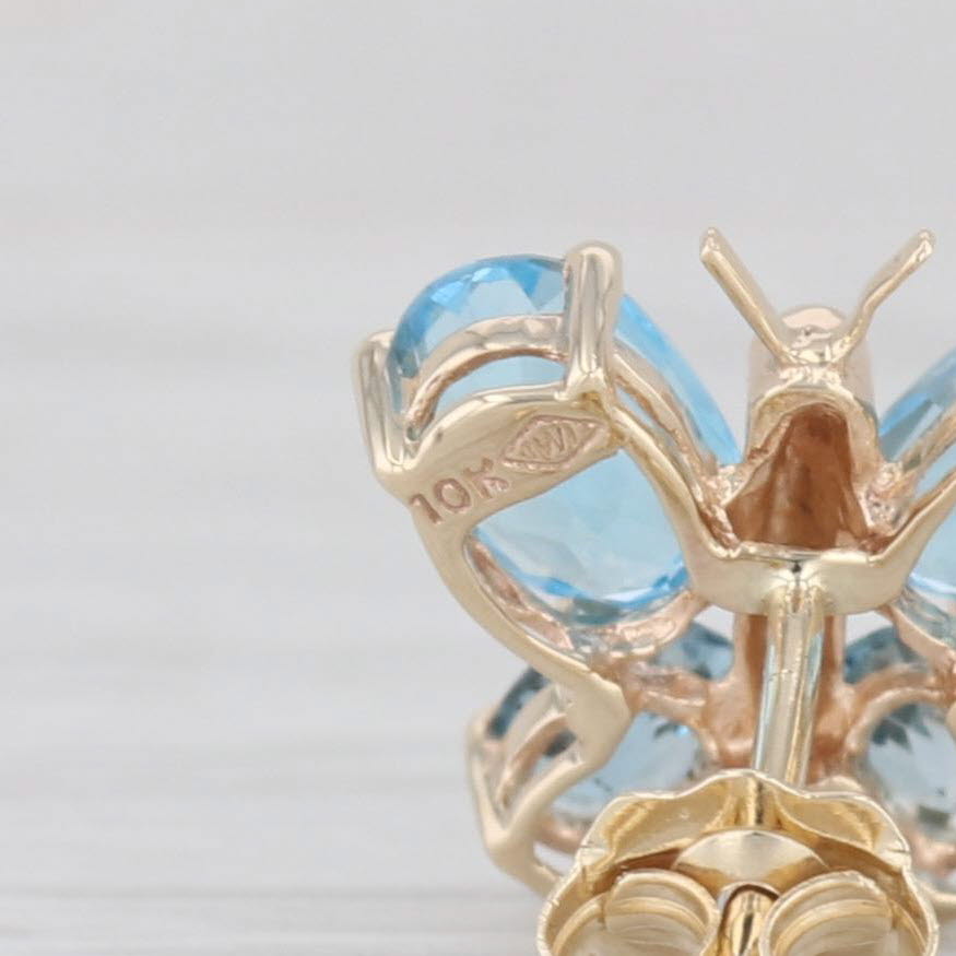 Light Gray 3.10ctw Blue Topaz Butterfly Stud Earrings 10k Yellow Gold