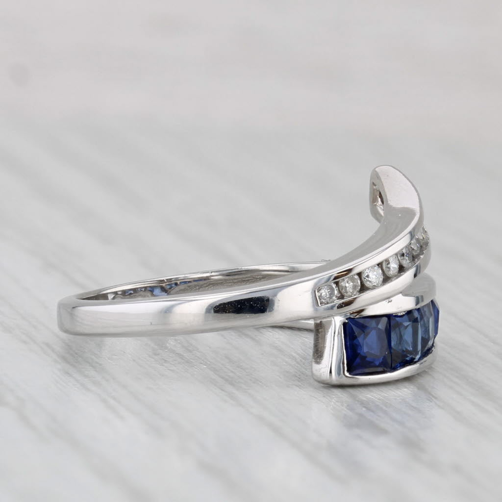 Light Gray 1.22ctw Lab Created Sapphire Diamond Bypass Ring 10k White Gold Size 7