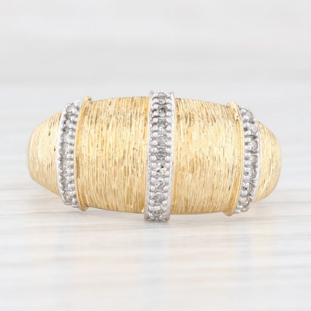 Antique White 0.11ctw Diamond Textured Ring 18k Yellow Gold Size 10.25