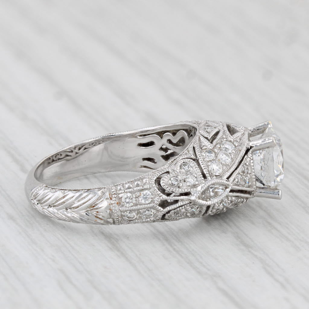 Light Gray New Beverley K Round Diamond Semi Mount Engagement Ring 18k White Gold Size 6.25