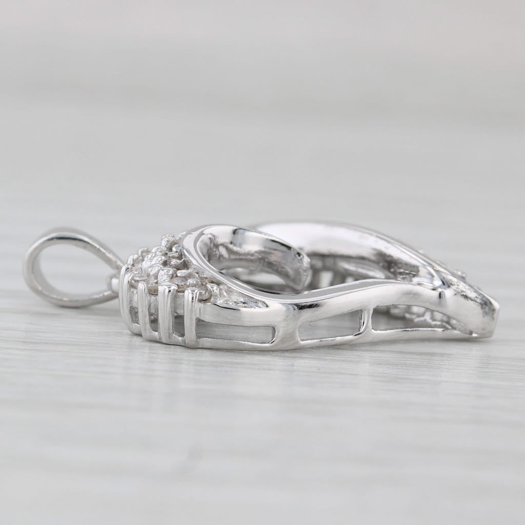 Light Gray 0.20ctw Diamond Open Heart Pendant 10k White Gold