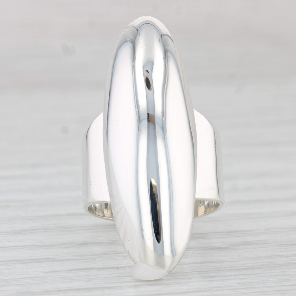 Light Gray Domed Oval Statement Ring Sterling Silver Size 6.5