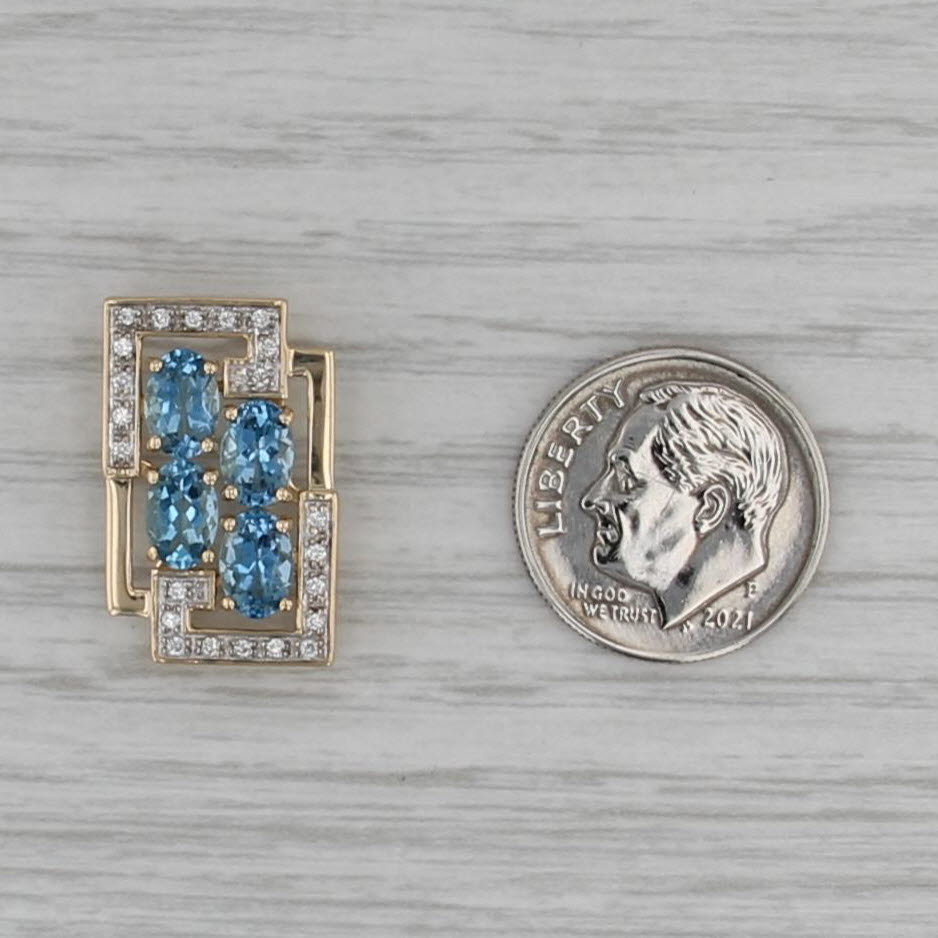 1.67ctw Aquamarine Diamond Pendant 14k Yellow Gold