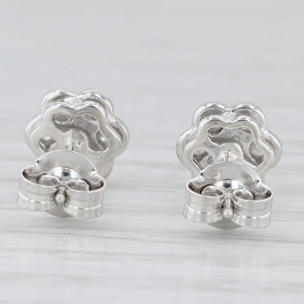Light Gray Effy Diamond Flower Bouquet Stud Earrings Sterling Silver