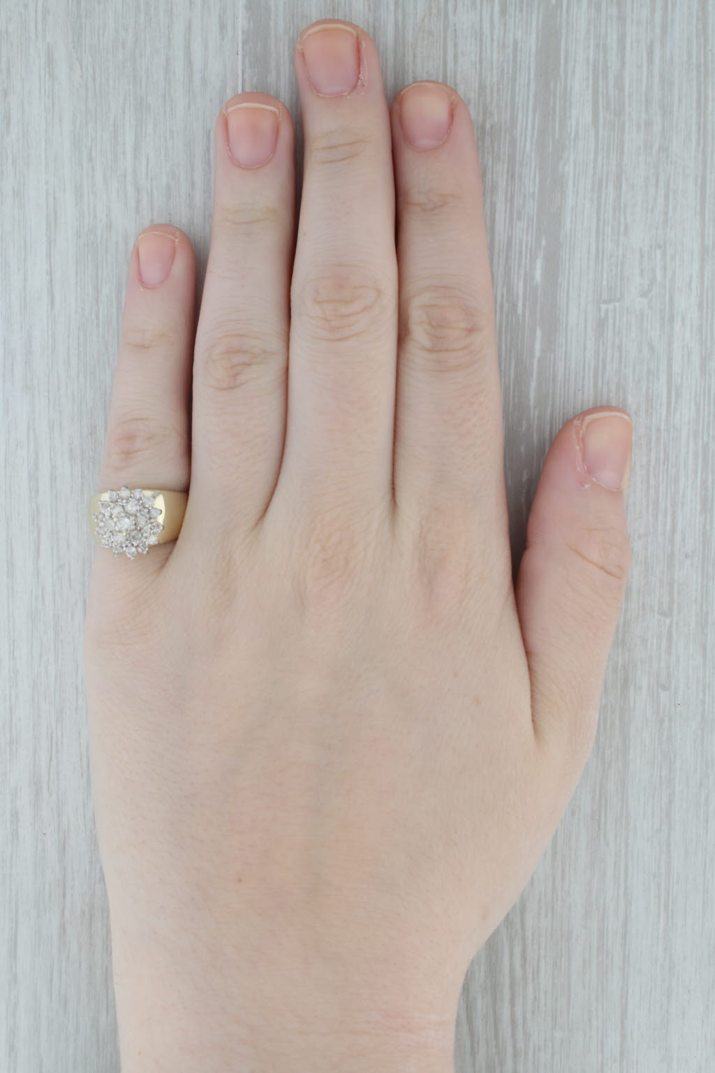 Gray 0.75ctw Diamond Cluster Ring 10k Yellow Gold Size 5.5 Cocktail
