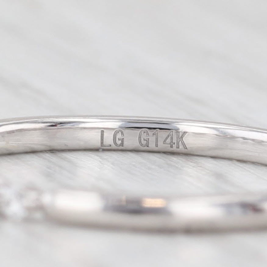 Light Gray New 0.12ctw Lab Grown Diamond Wedding Band 14k White Gold Stackable Ring Sz 6.5
