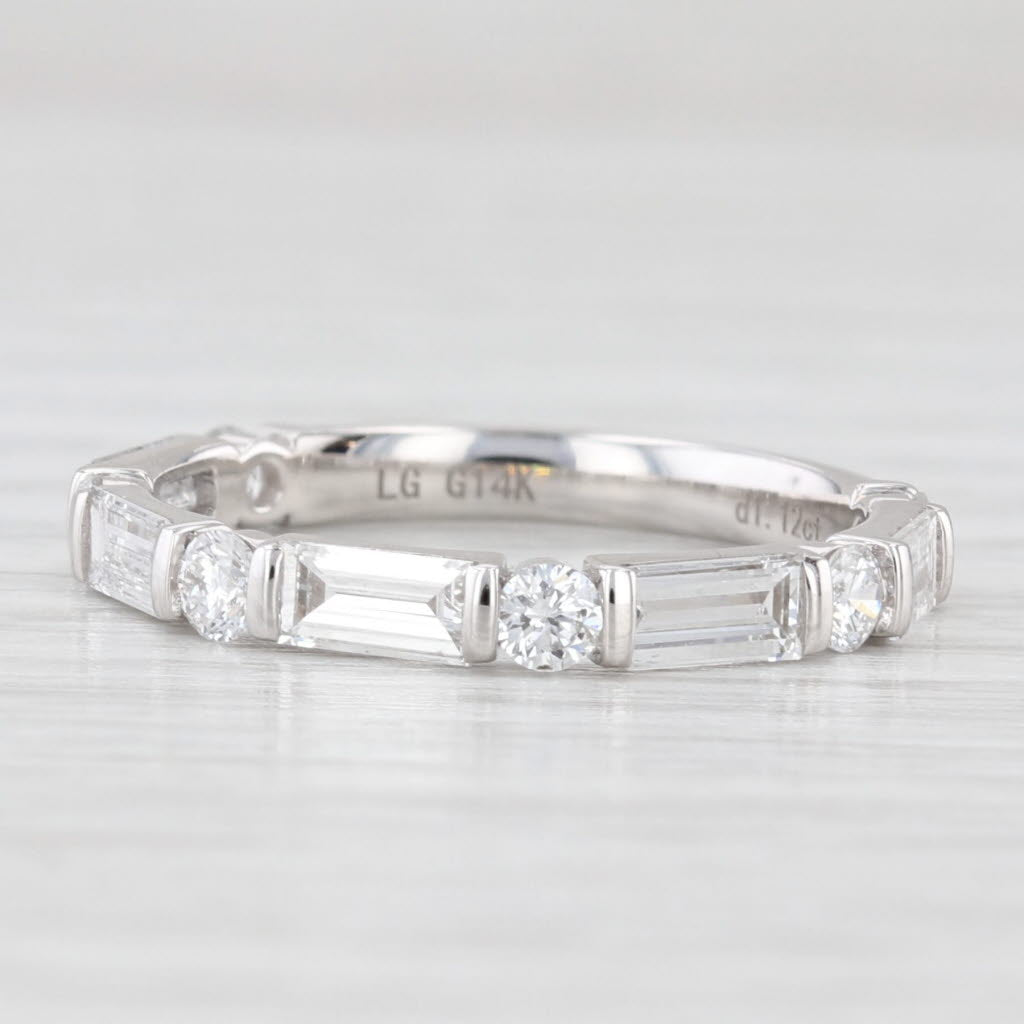 Light Gray New 1.12ctw Lab Grown Diamond Wedding Band 14k White Gold Stackable Ring Sz 6.5