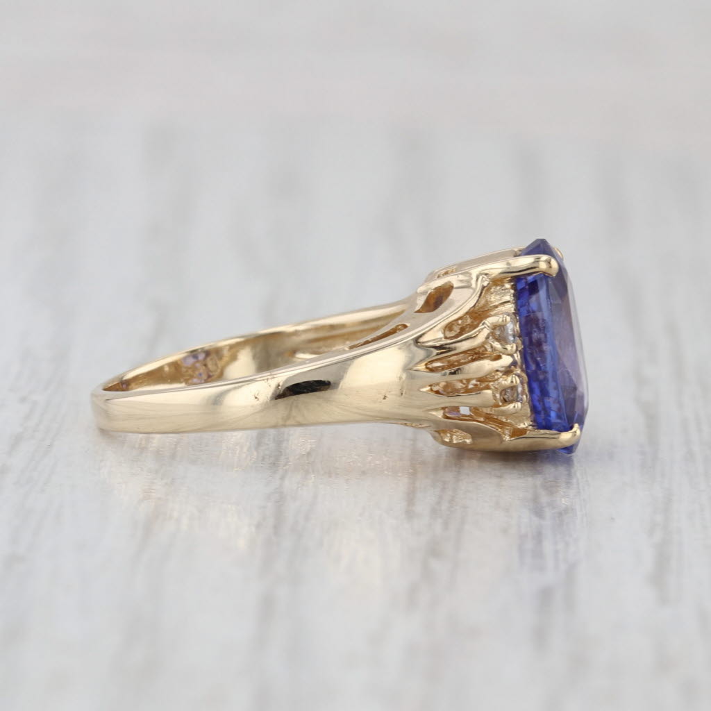 3.32ctw Oval Tanzanite Diamond Ring 14k Yellow Gold Size 5.25