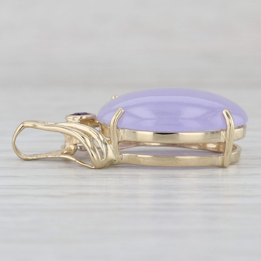 Purple Jadeite Jade Amethyst Diamond Pendant 14k Yellow Gold