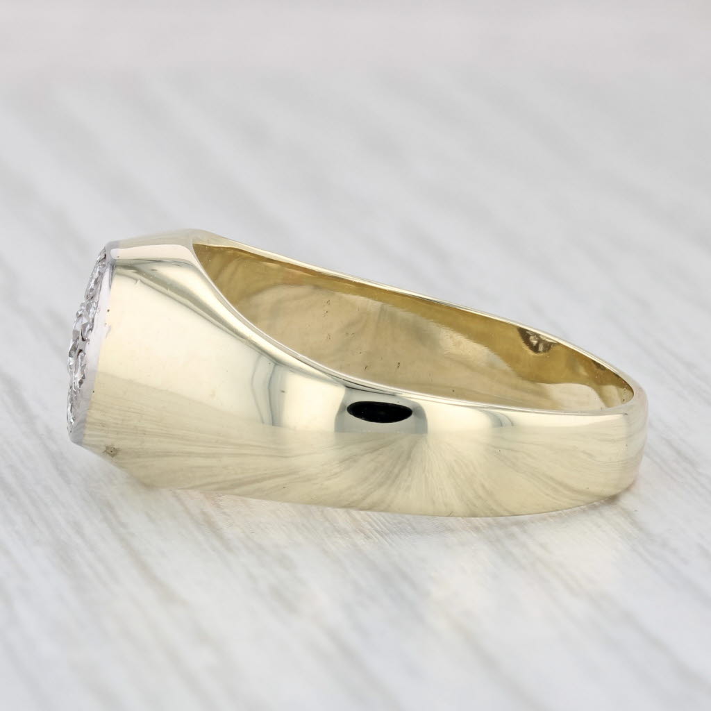 Light Gray 0.69ctw Diamond Cluster Ring 14k Yellow Gold Size 12 Men's Vintage