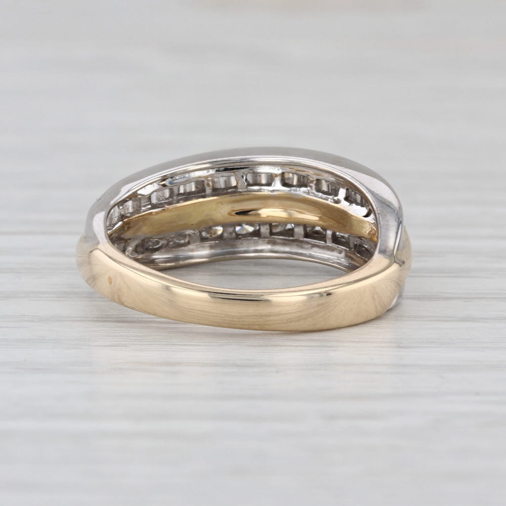 0.70ctw Diamond Ring 14k Gold 2-Toned Wedding Anniversary 2-Band Design
