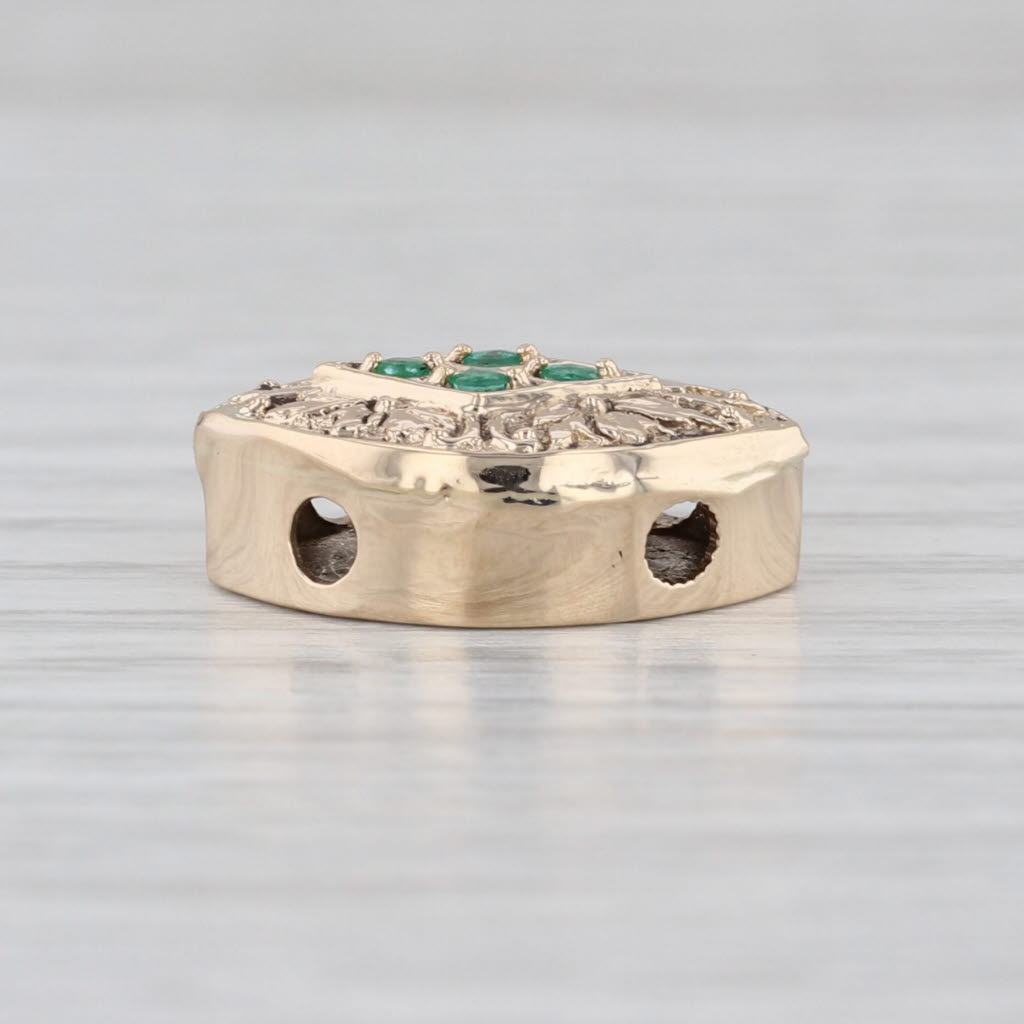 Old Victoria Vintage Emerald Slide Bracelet Charm 14k Yellow Gold