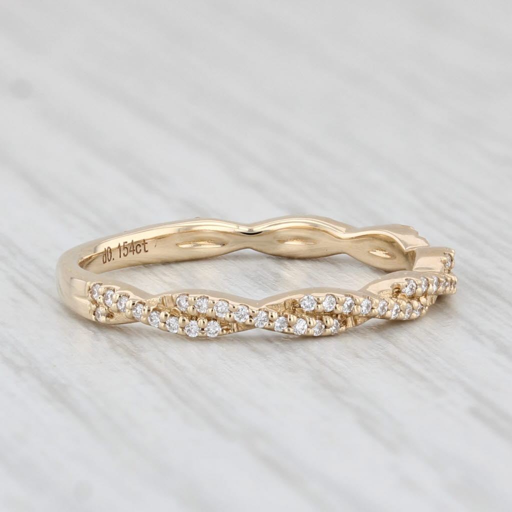 Light Gray New 0.15ctw Stackable Diamond Ring 14k Yellow Gold Wedding Band Size 6.25
