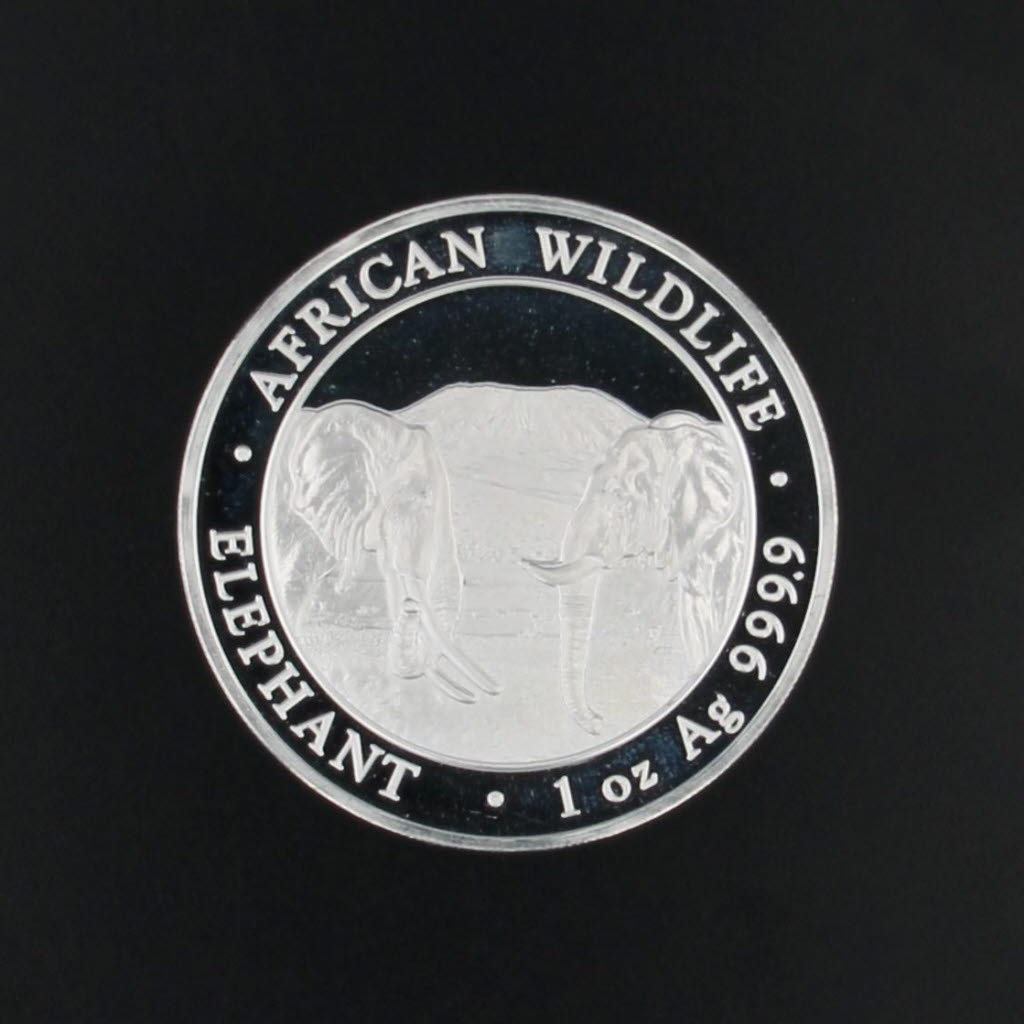 African Wildlife Elephant 1ozt Fine Silver Somali Republic 2020 100 Shilling