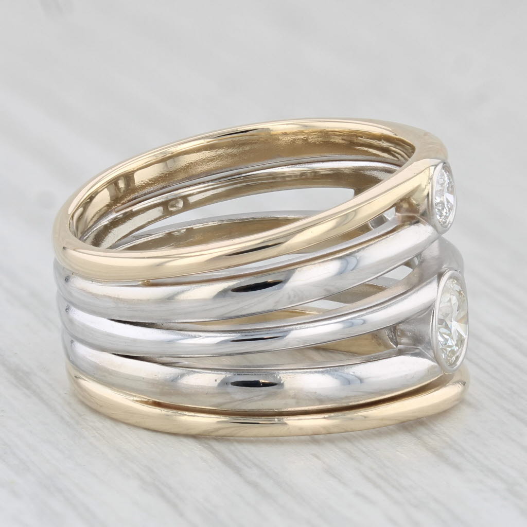 Light Gray 1.03ctw Diamond Orbit Multi-Band Ring 14k Yellow White Gold Size 8.5 Custom
