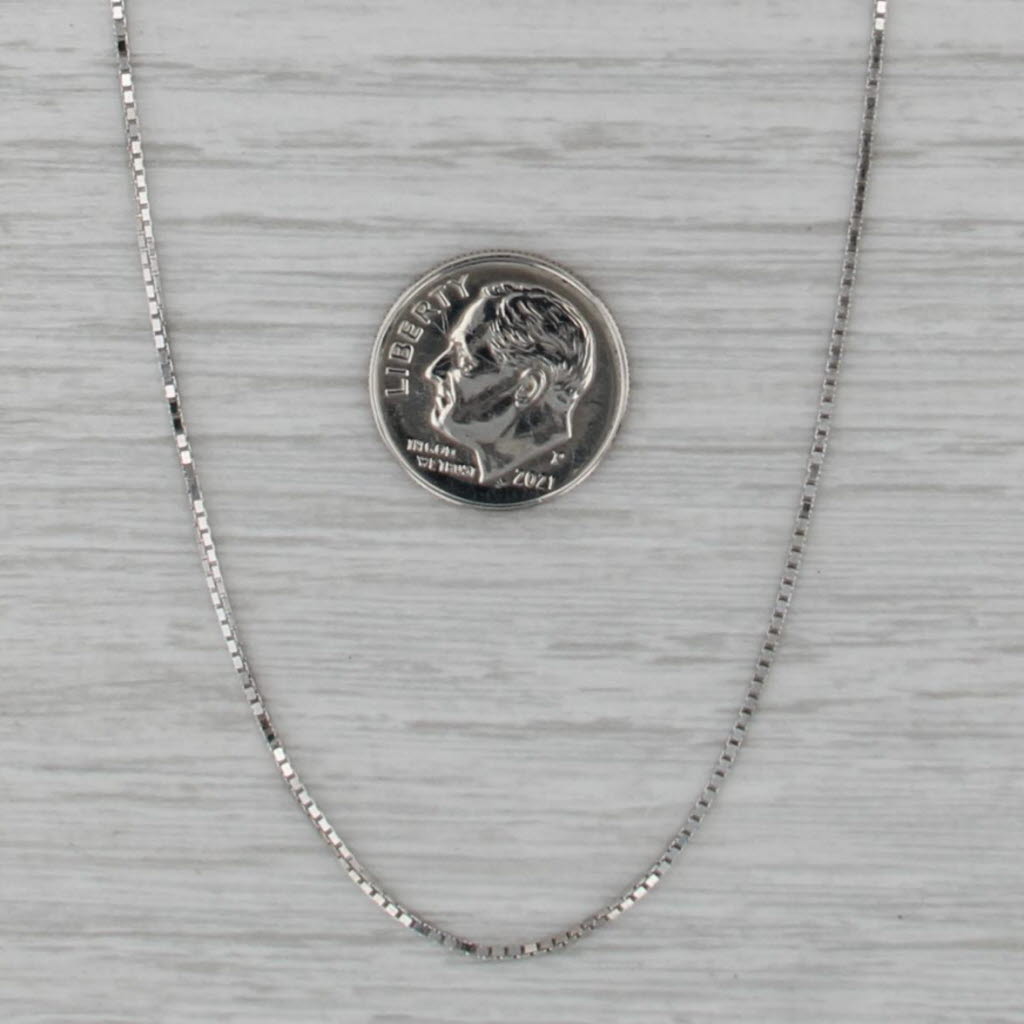 Box Chain Necklace 10k White Gold 16" 0.8mm