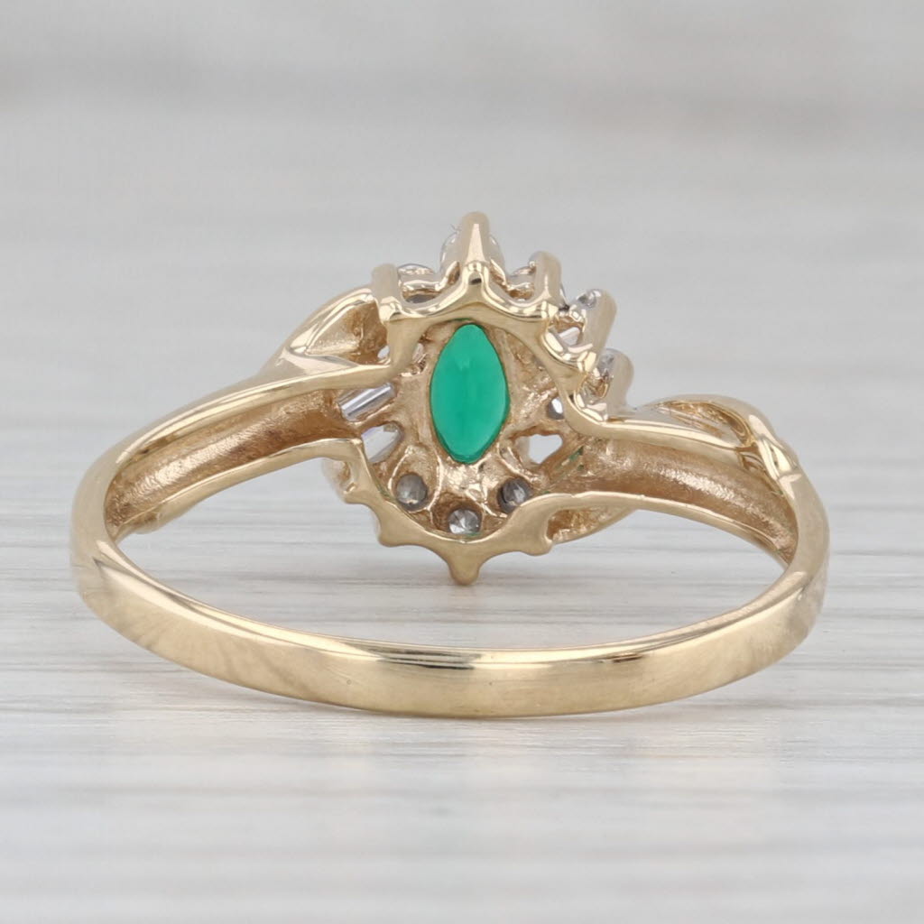 Gray 0.34ctw Lab Created Emerald Diamond Ring 10k Yellow Gold Size 8.25