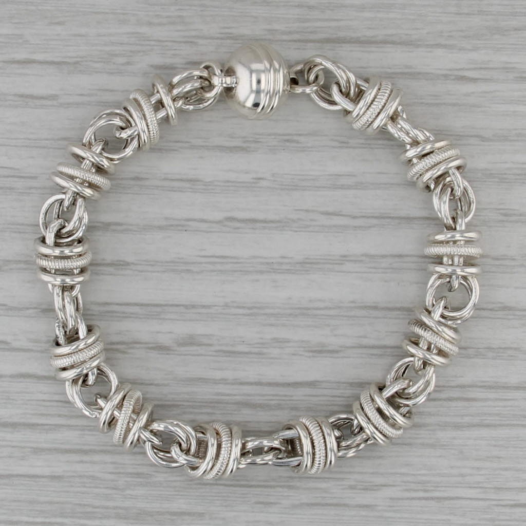 Fancy Cable Chain Statement Bracelet Sterling Silver 7" Magnetic Milor Italy