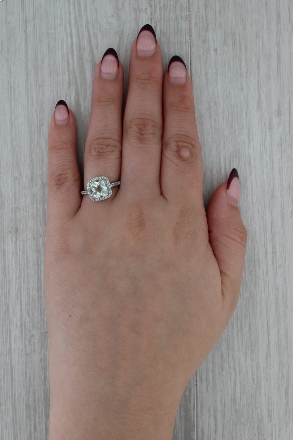 2.20ctw Praisilite Green Amethyst Diamond Halo Ring 14k White Gold Size 8.5