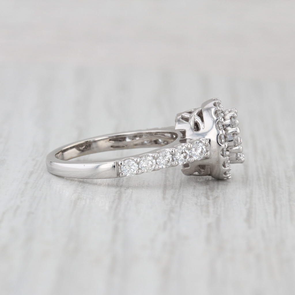 Vintage 1.28ctw Diamond Cluster Halo Engagement Ring 14k White Gold Size 7
