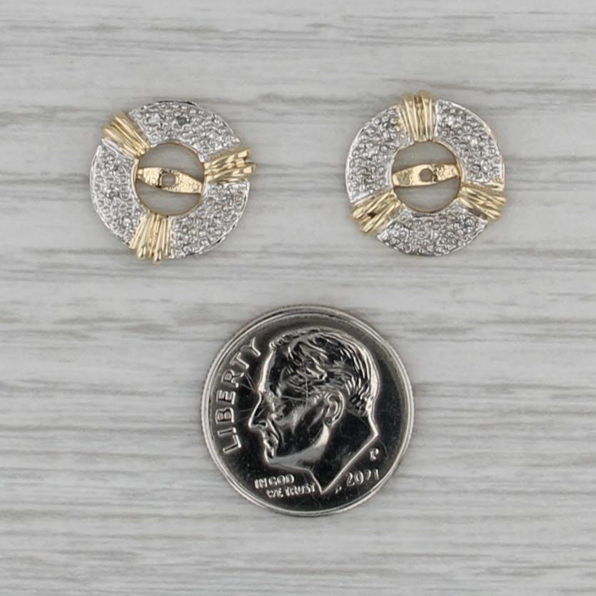 Diamond Circle Earring Jackets 14k Yellow White Gold For Stud Earrings