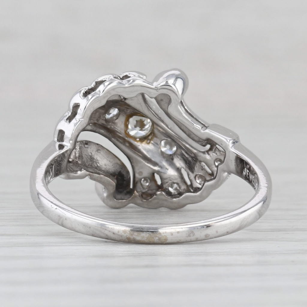 Vintage 0.26ctw Diamond Bypass Ring 14k White Gold Size 8.5