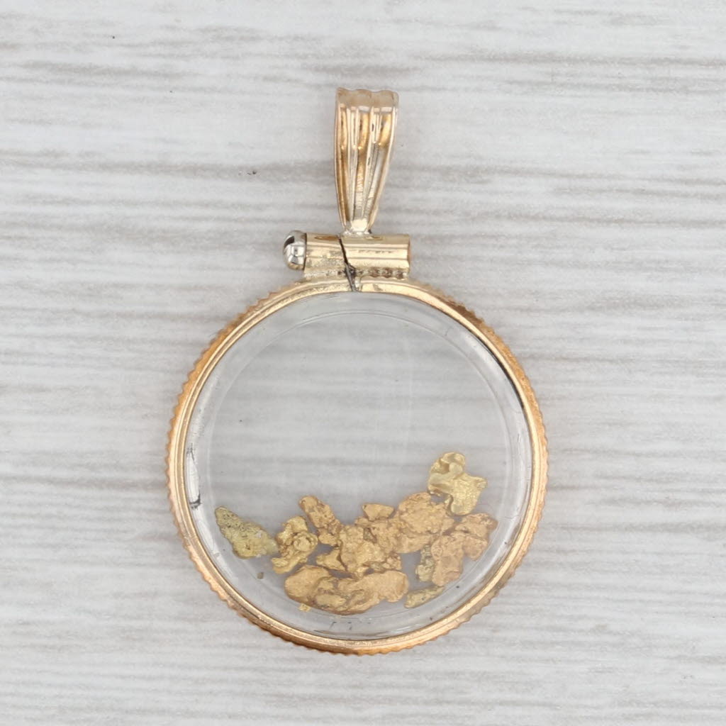 20k Gold Nugget in Glass Pendant 1/20 12k Gold Filled Vintage