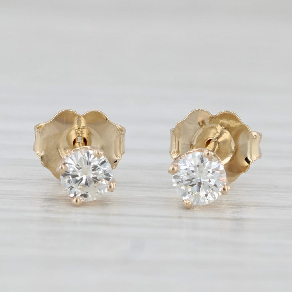 Light Gray 0.35ctw Diamond Stud Earrings 14k Yellow Gold Round Solitaire Studs